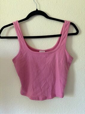 Full Tilt Pink Ribbed Tank Top - Scoop Neck Sleeveless Crop